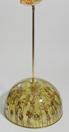 Unusual Resin Pendant Encasing Natural Elements (Wild Flowers) with Brass Detail