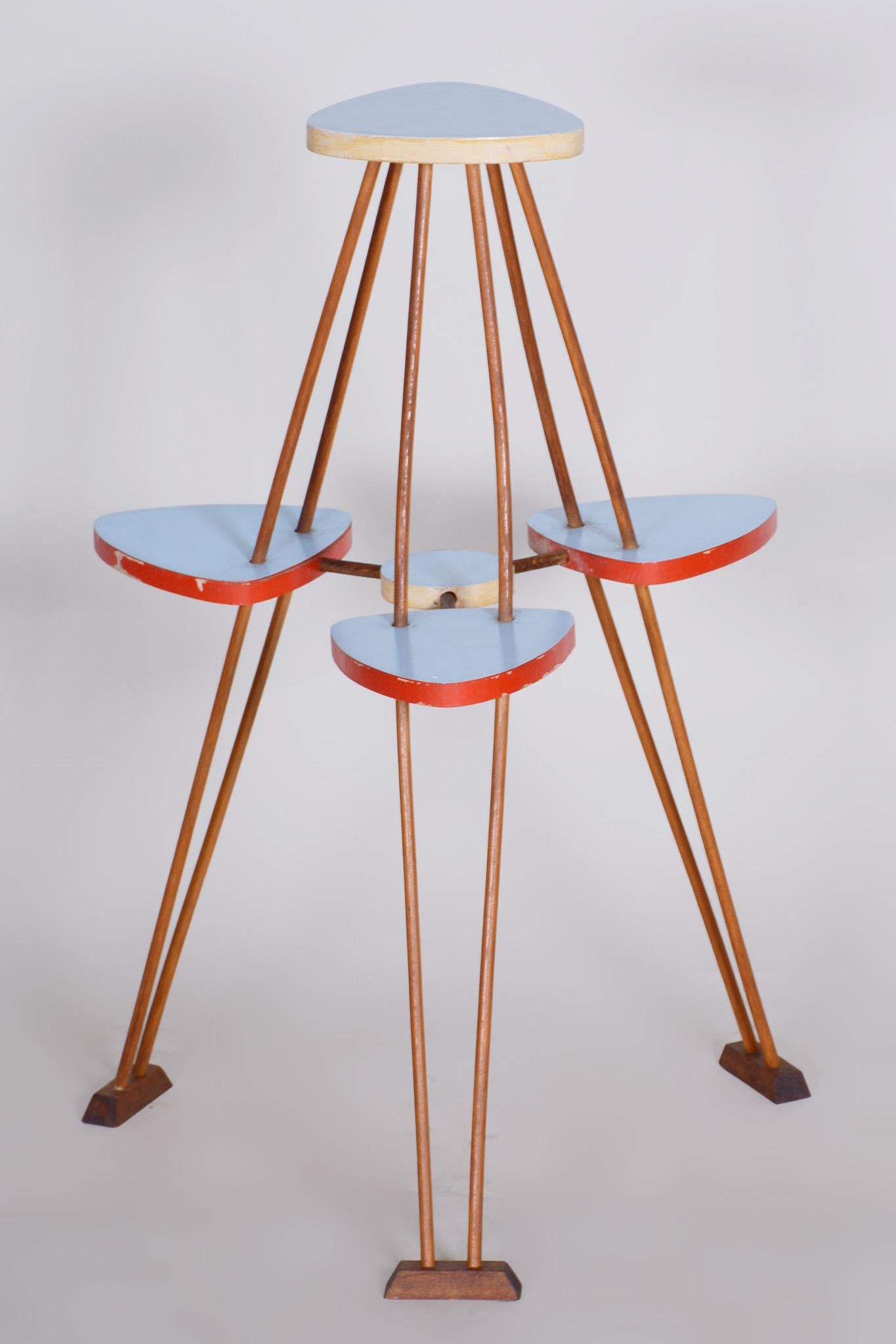 Wood Unusual Restored Mid-Century Flower Stand, Beech and Umakart, Czechia, 1950s For Sale