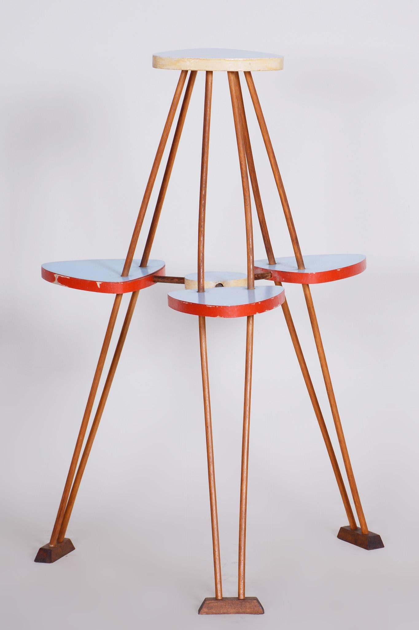 Unusual Restored Mid-Century Flower Stand, Beech and Umakart, Czechia, 1950s For Sale 2