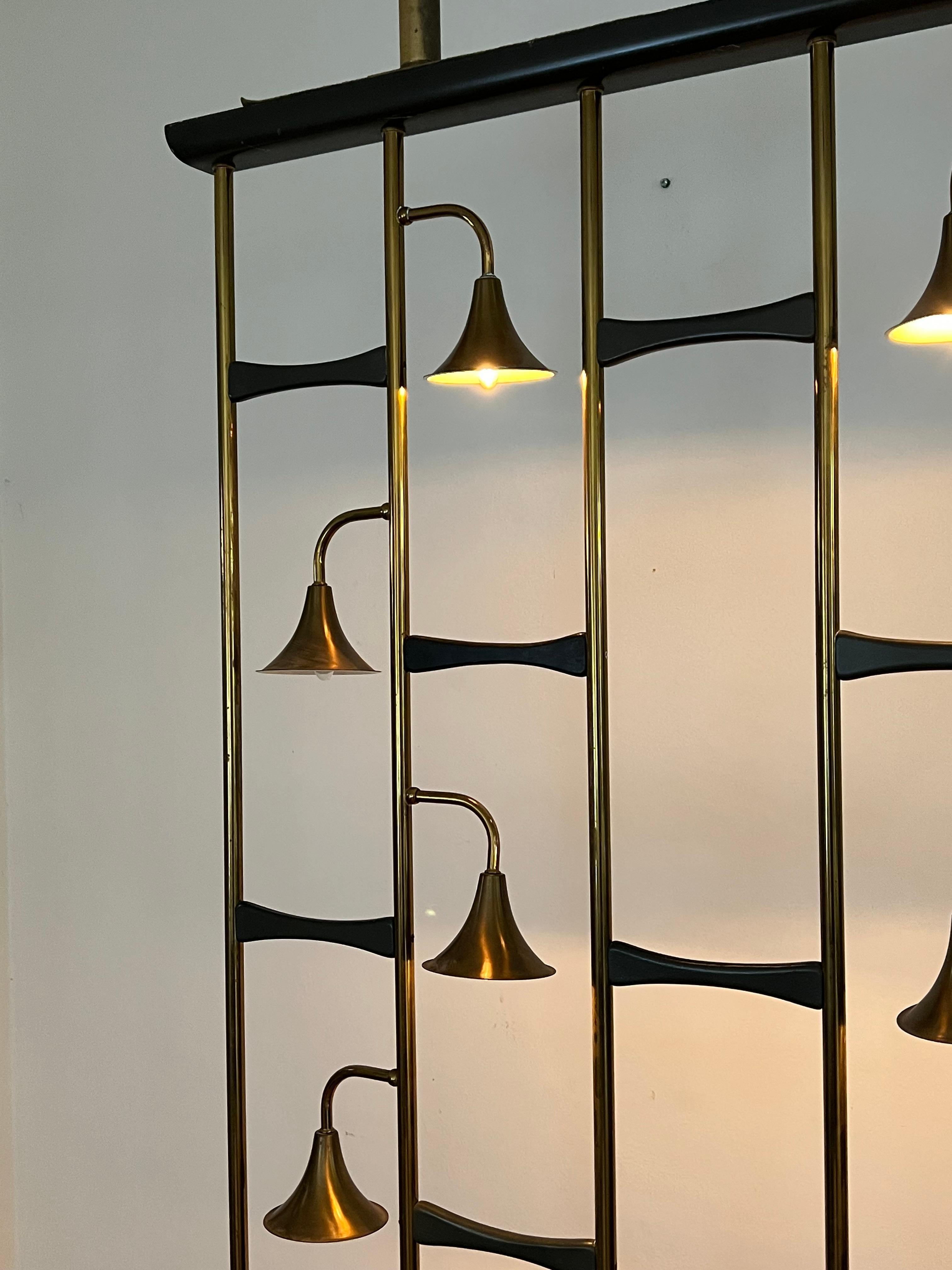 Unusual Room Divider Lighting Panel Brass 1950's In Good Condition In St.Petersburg, FL