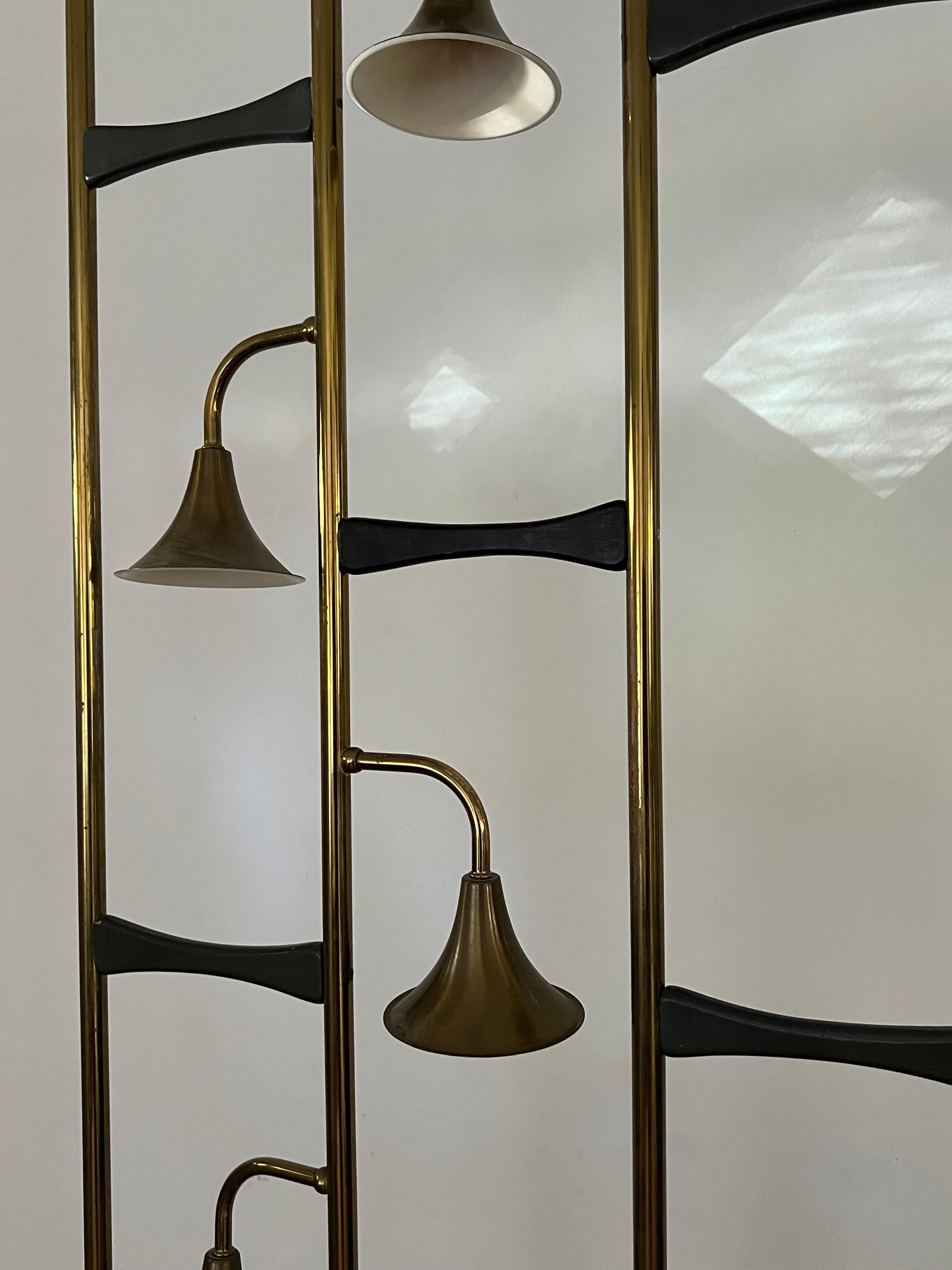 Mid-20th Century Unusual Room Divider Lighting Panel Brass 1950's