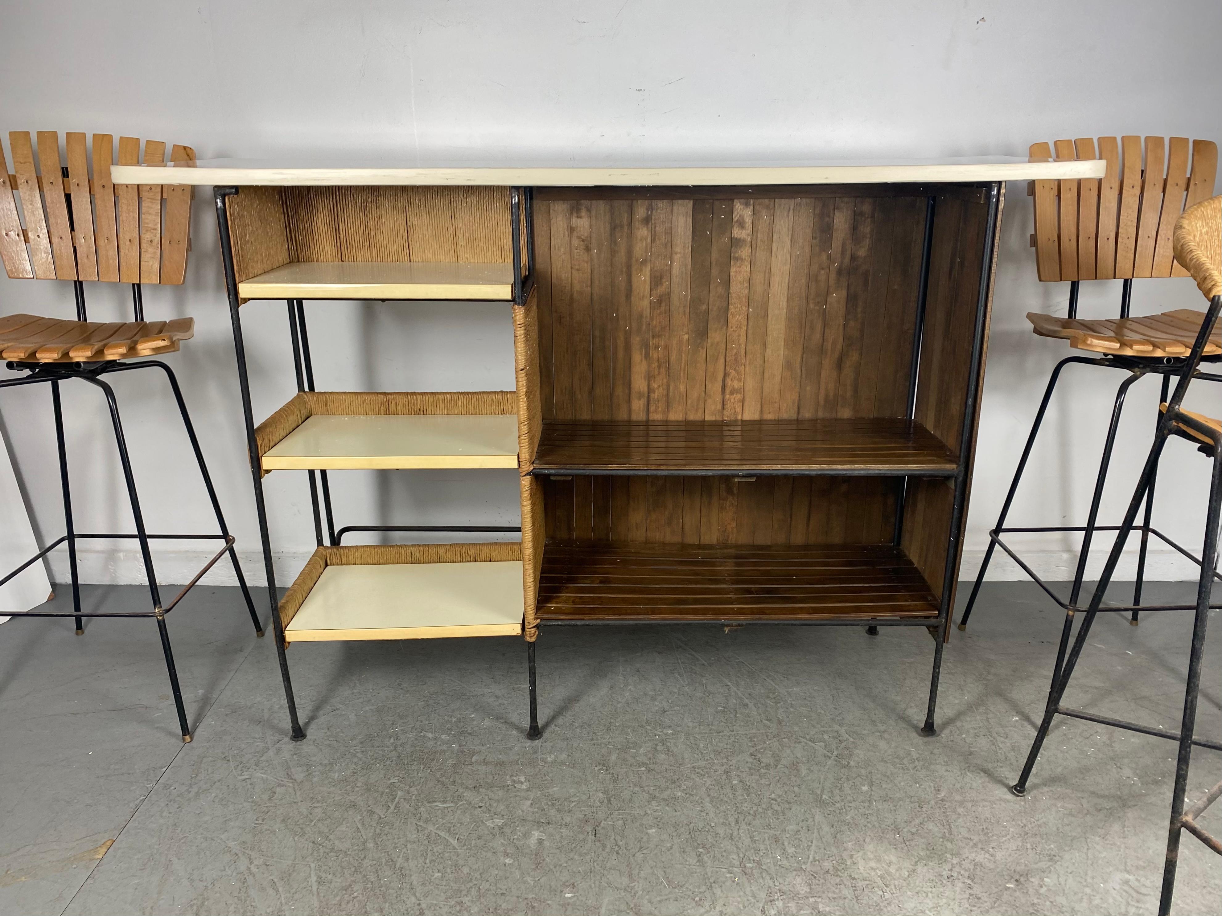 American Unusual Rope and Iron Bar and Single Stool Designed by Arthur Uminoff