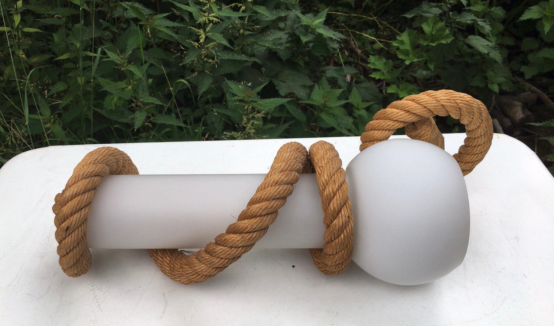 French Mid-Century Unusual Rope Sconce Adrien Audoux & Frida Minet For Sale