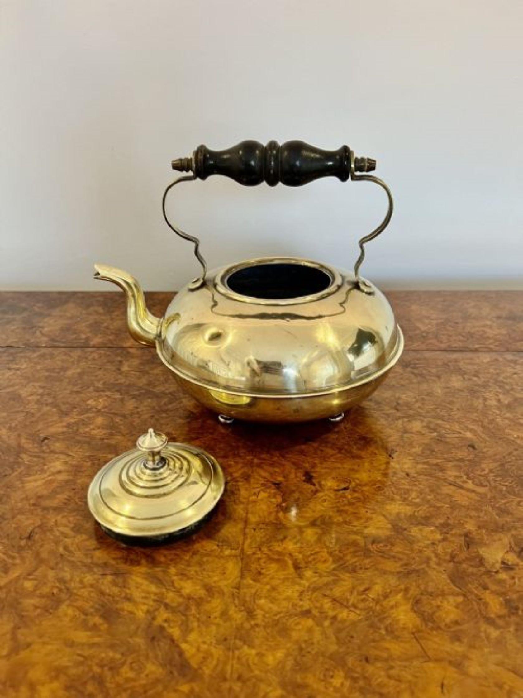 19th Century Unusual round antique Victorian quality brass kettle  For Sale