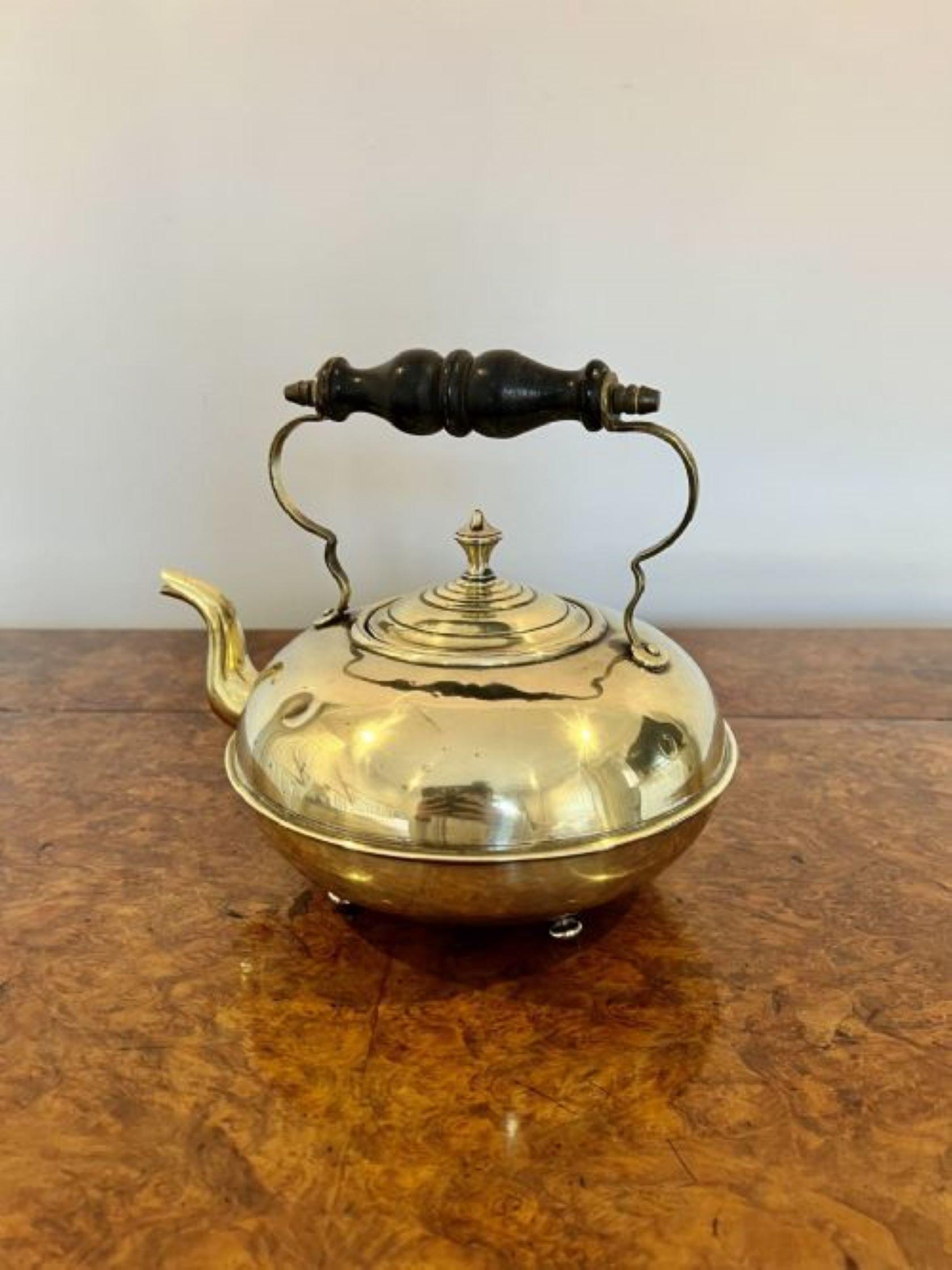 Brass Unusual round antique Victorian quality brass kettle  For Sale