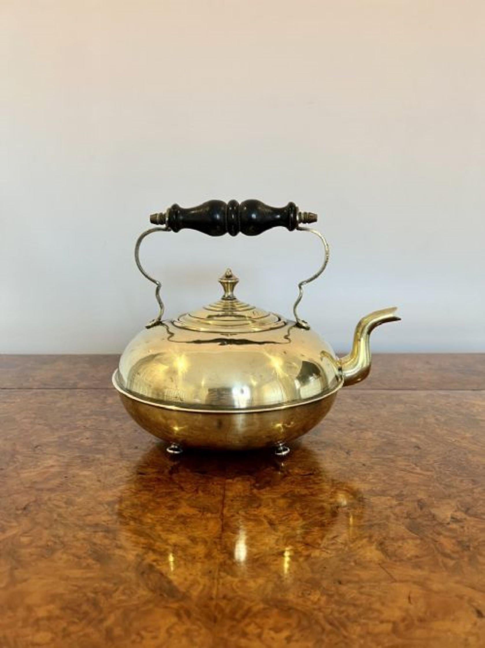 Unusual round antique Victorian quality brass kettle  For Sale 1