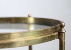 Unusual Round Brass, Glass Bar Cart Removable Top Tray