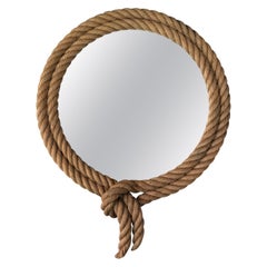 Used Unusual Round Lariat Rope Mirror Audoux Minet, circa 1960