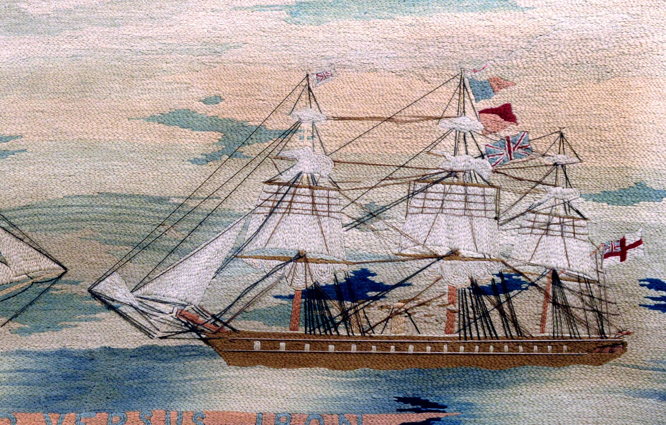 Unusual Sailor's Woolwork (Woolie) of Two Royal Navy Ships,
Titled 