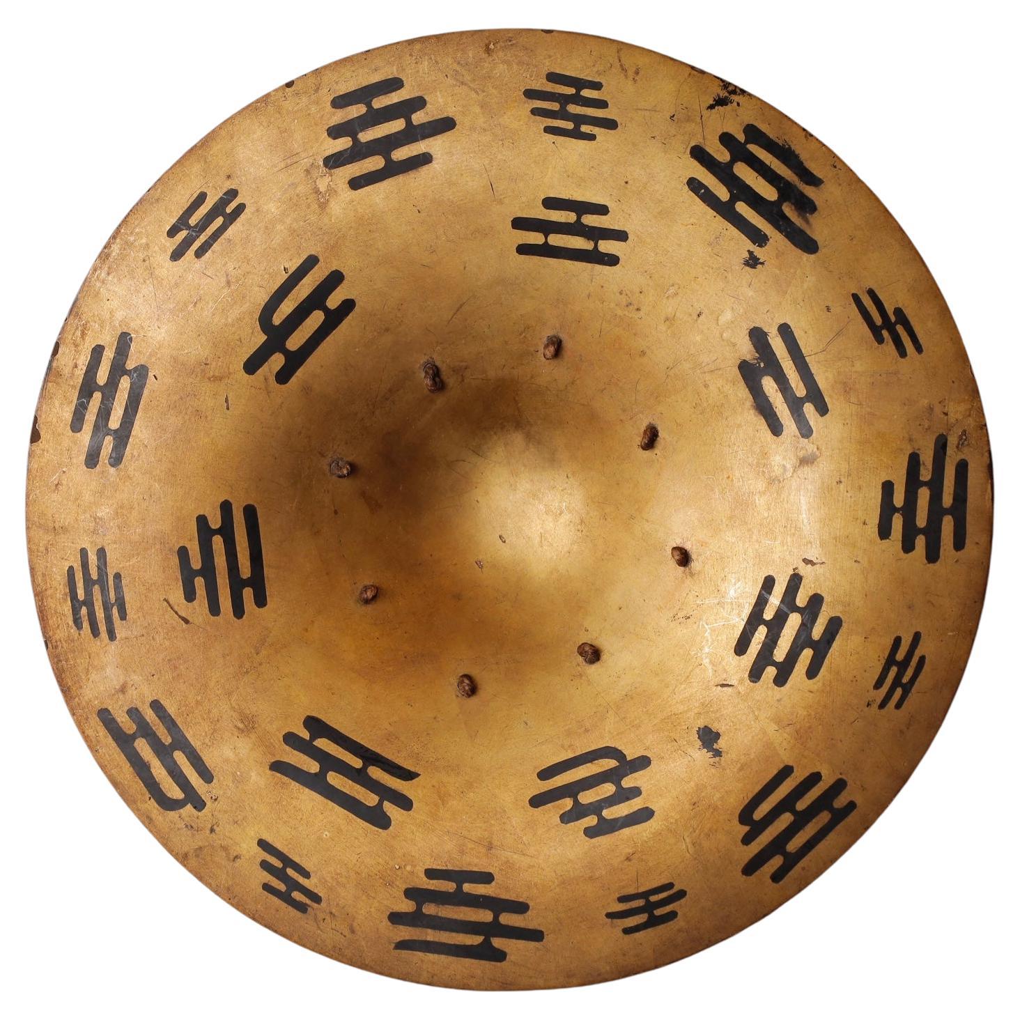 Unusual Samurai Jingasa Hat with Gilded Crests and Gilded Interior