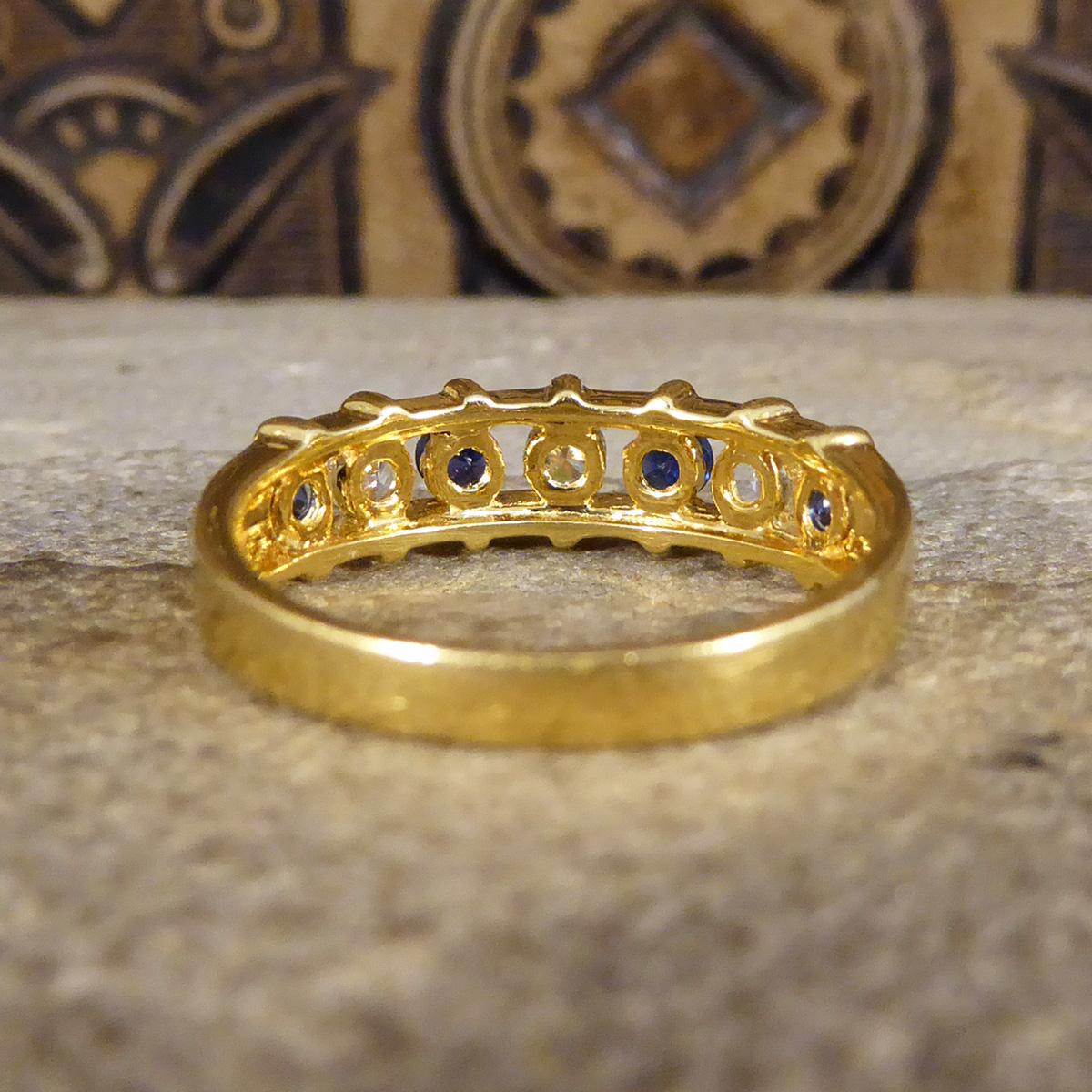 Unusual Sapphire and Diamond Spacer Ring in 18ct Yellow Gold For Sale