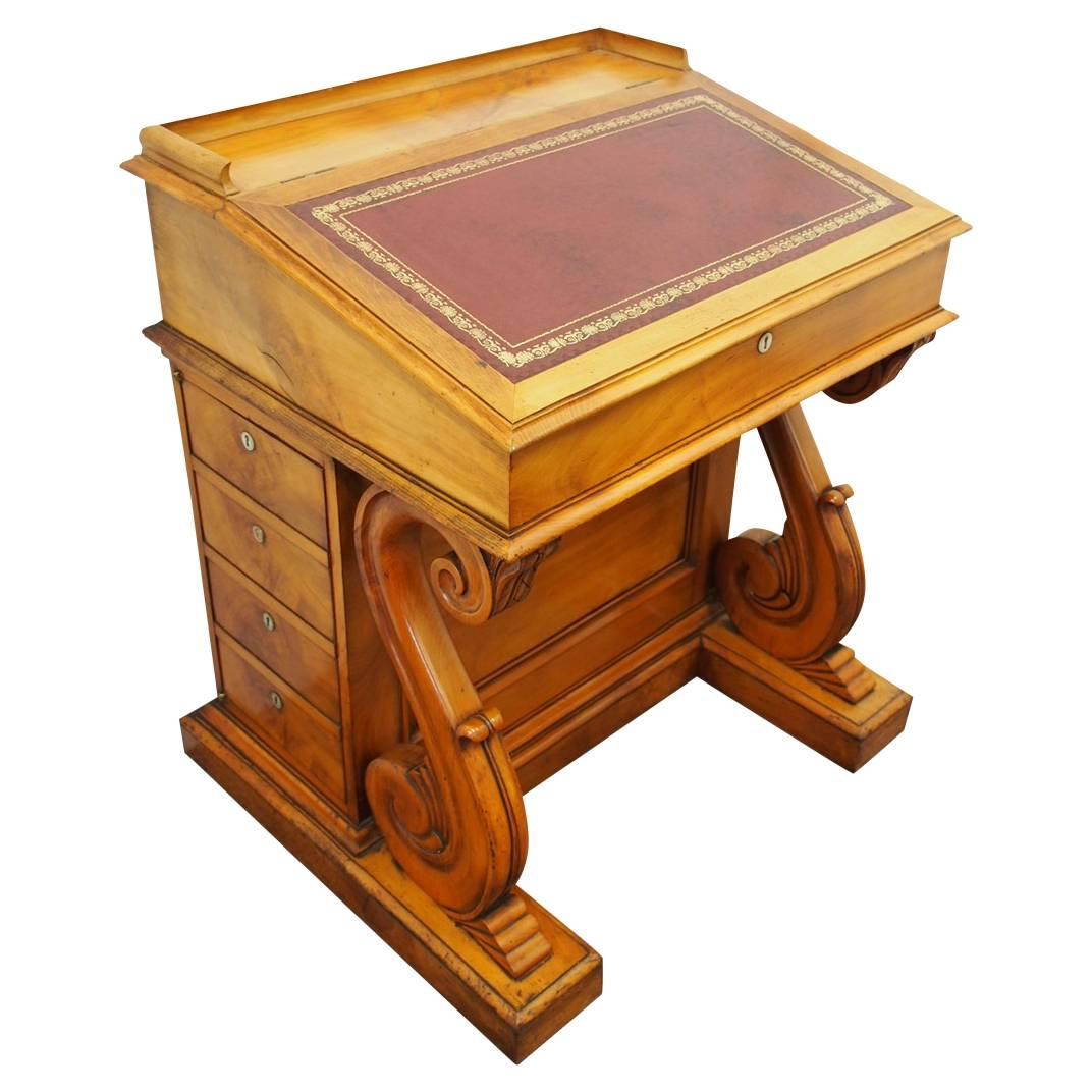 Unusual Satin Birch Davenport Desk, circa 1860 For Sale