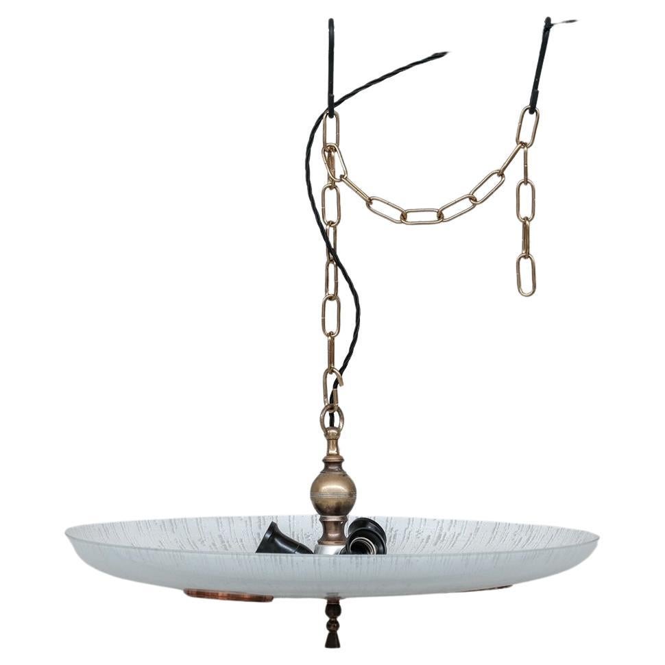 Unusual Saucer Style Mid-Century Pendant Light (2 available)