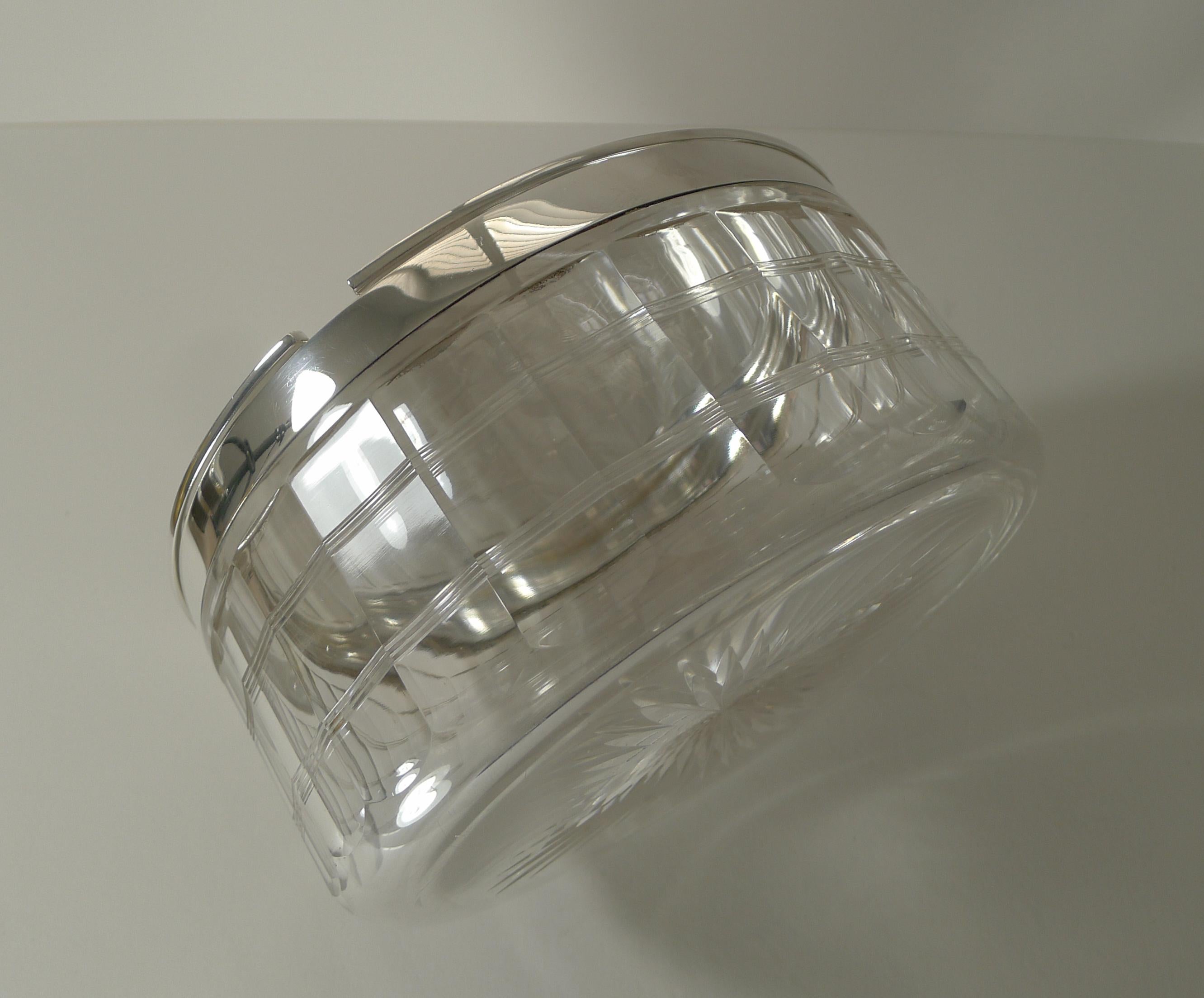 Unusual Scottish Cut Glass and Silver Plated Lidded Serving Dish c.1920 For Sale 2