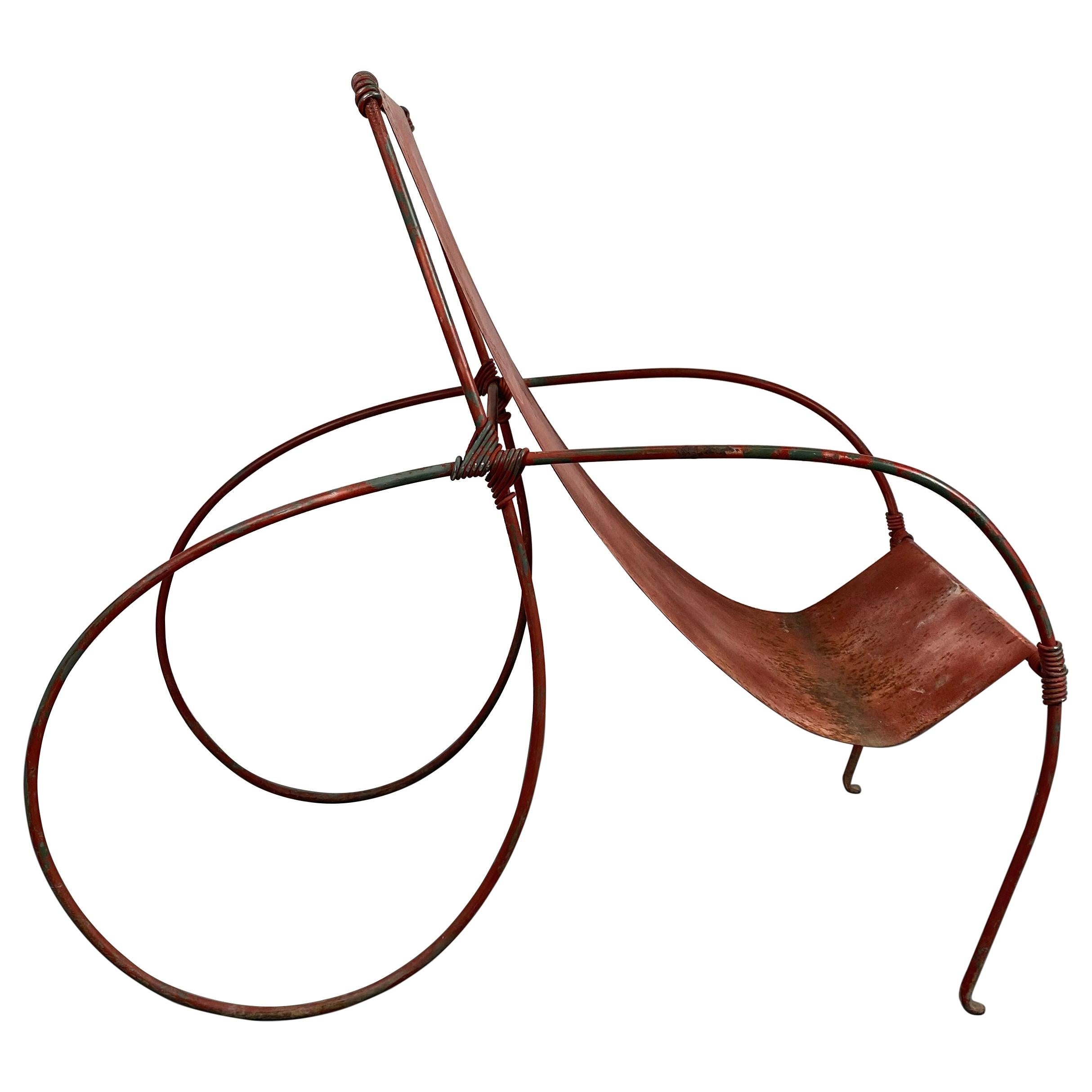 Unusual Sculptural Iron Garden Lounge Chair Manner of Jean-Charles Moreux
