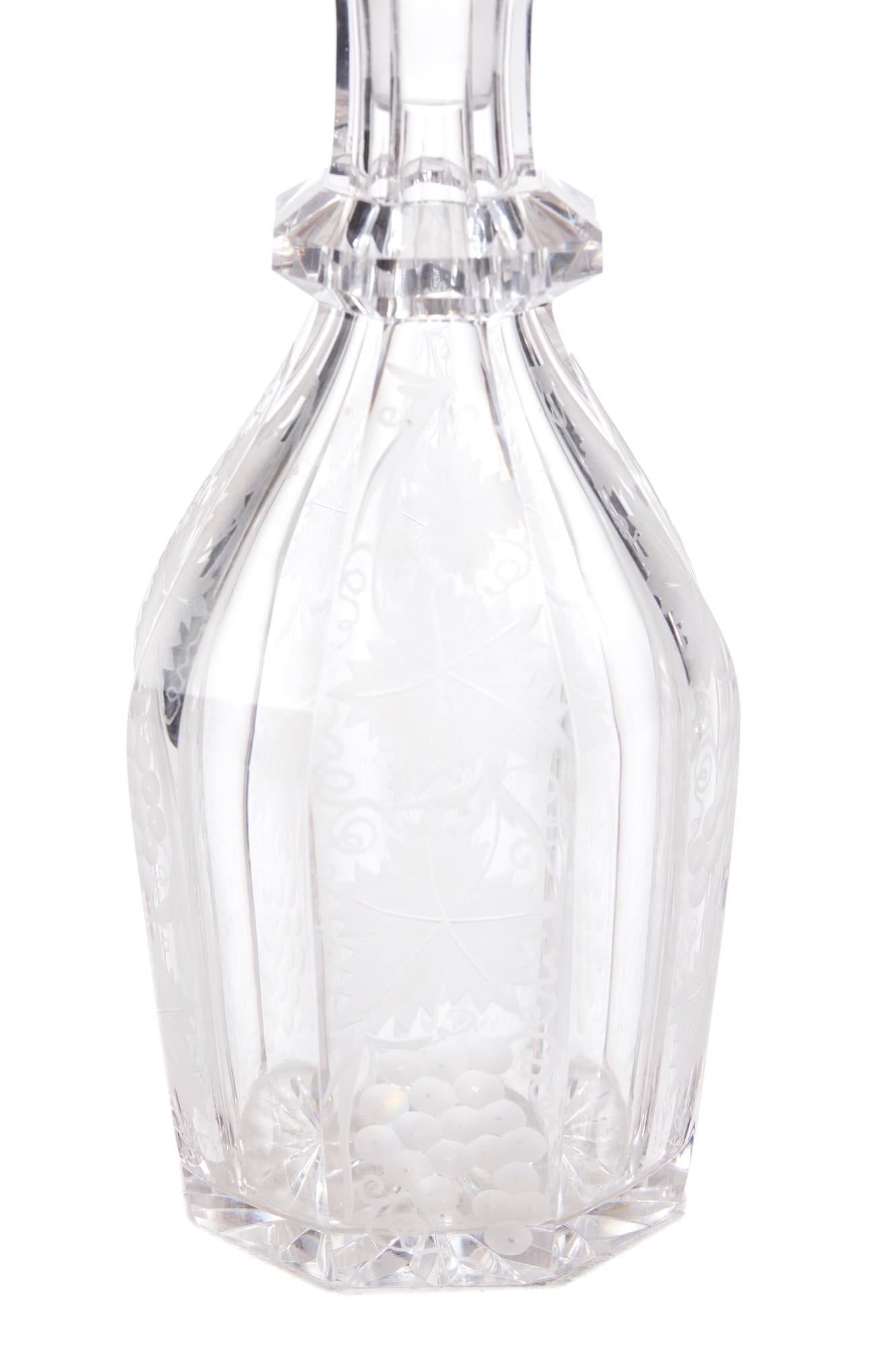 Unusual Set of 3 Antique Etched Glass Decanters, circa 1870 2