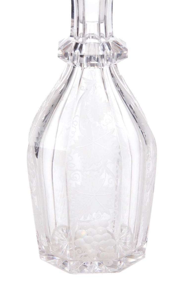 Unusual Set of 3 Antique Etched Glass Decanters, circa 1870 at 1stDibs