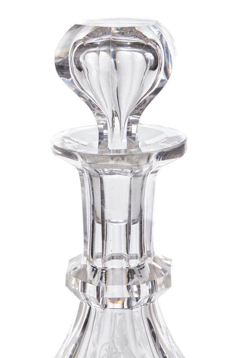 Unusual Set of 3 Antique Etched Glass Decanters, circa 1870 at 1stDibs