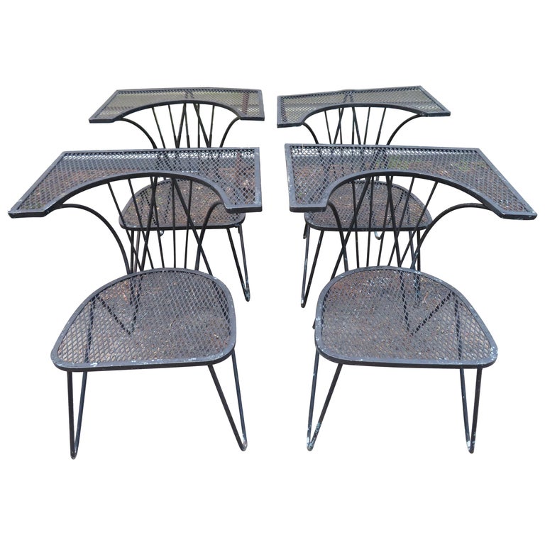 Geometric Salterini Patio Chairs, Modern Outdoor Dining Chairs Set Of 4