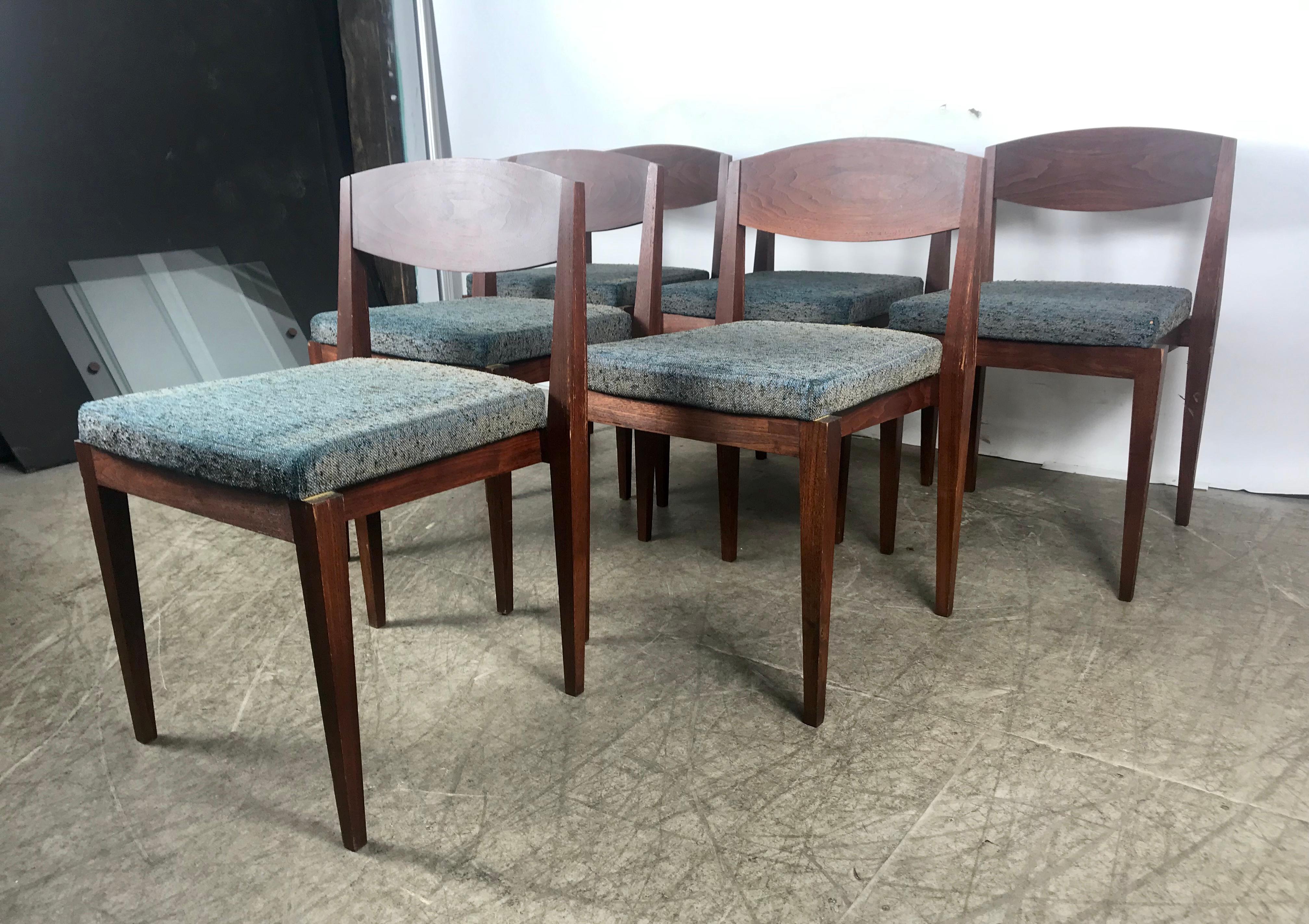 Mid-Century Modern Unusual Set of 6 American Modernist Dining Chairs, Architectural Design For Sale