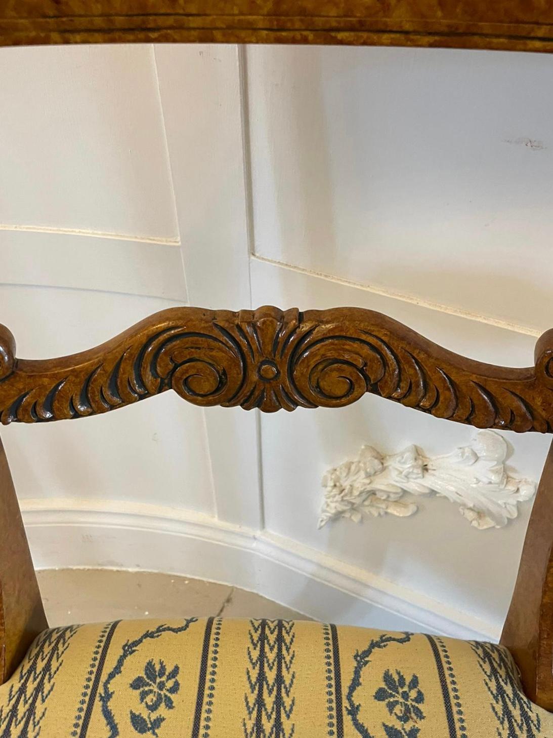 Inusual Juego de 8 Sillas de Comedor de Arce Faux Ojo de Pájaro de Calidad Decoradas Antiguamente en venta 15