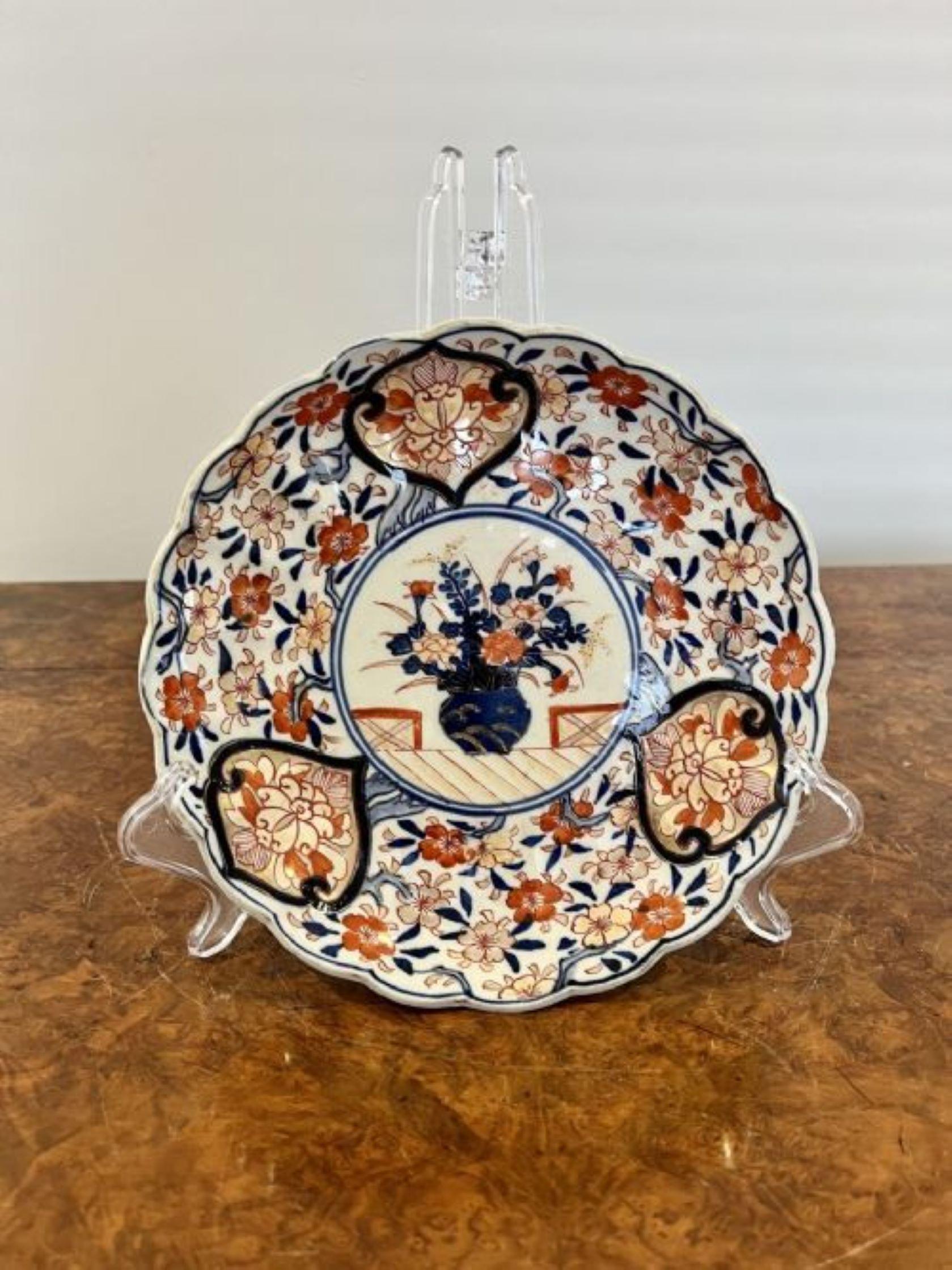 Ceramic Unusual set of six antique Japanese quality Imari plates For Sale