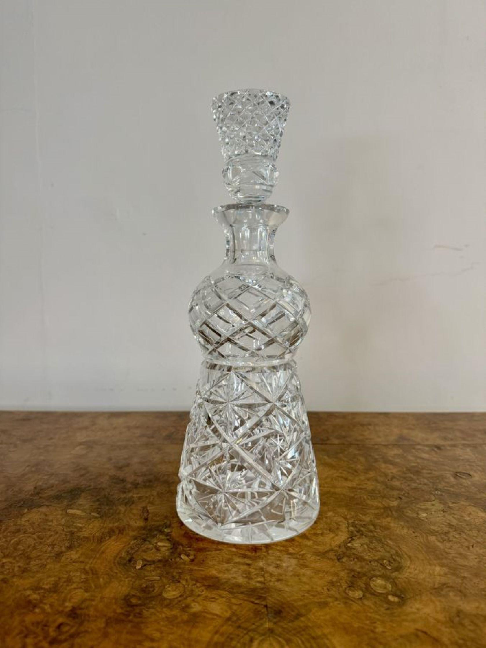 Unusual shaped antique Edwardian cut glass decanter In Good Condition In Ipswich, GB