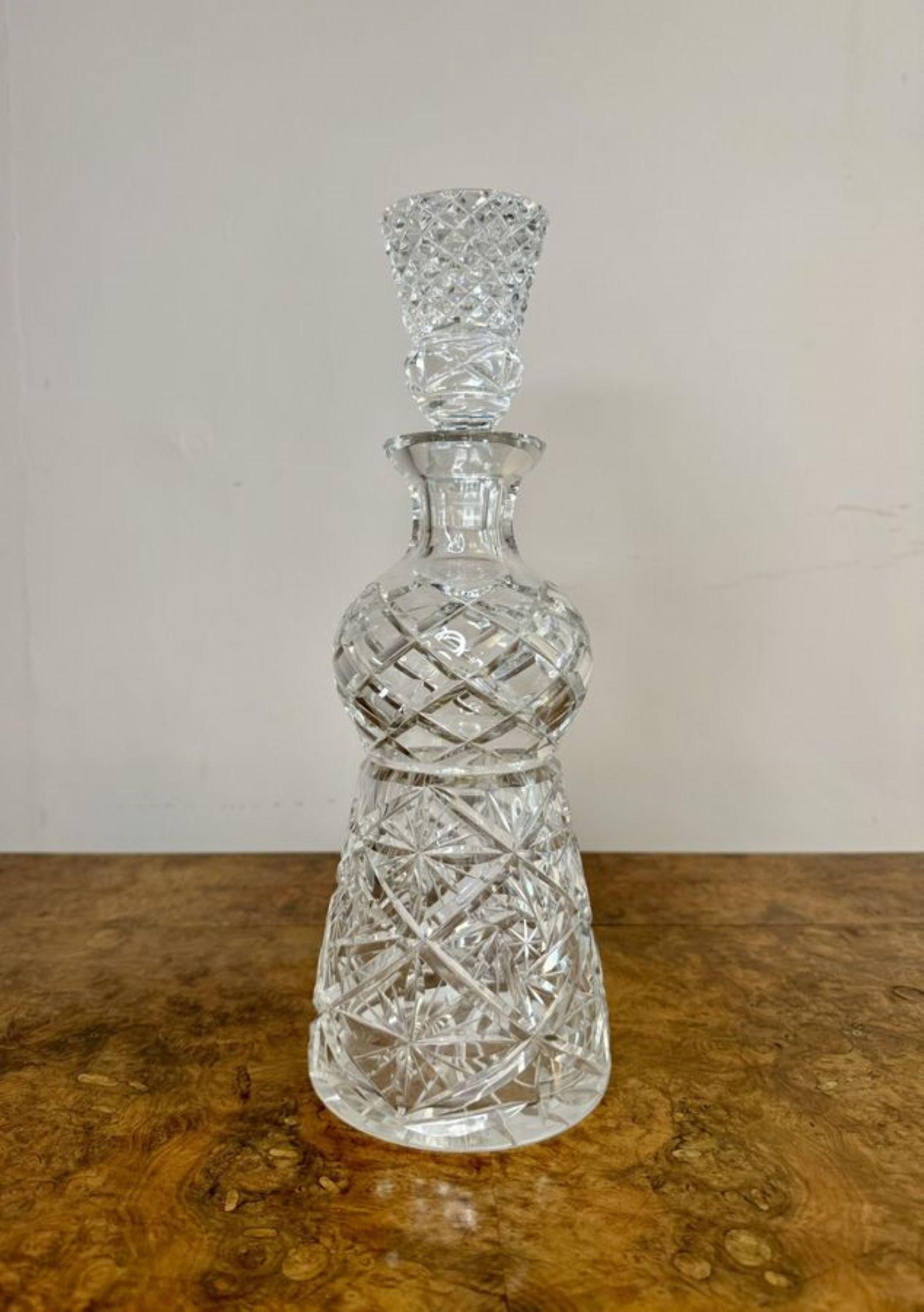 20th Century Unusual shaped antique Edwardian cut glass decanter