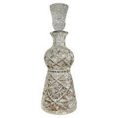 Unusual shaped antique Edwardian cut glass decanter