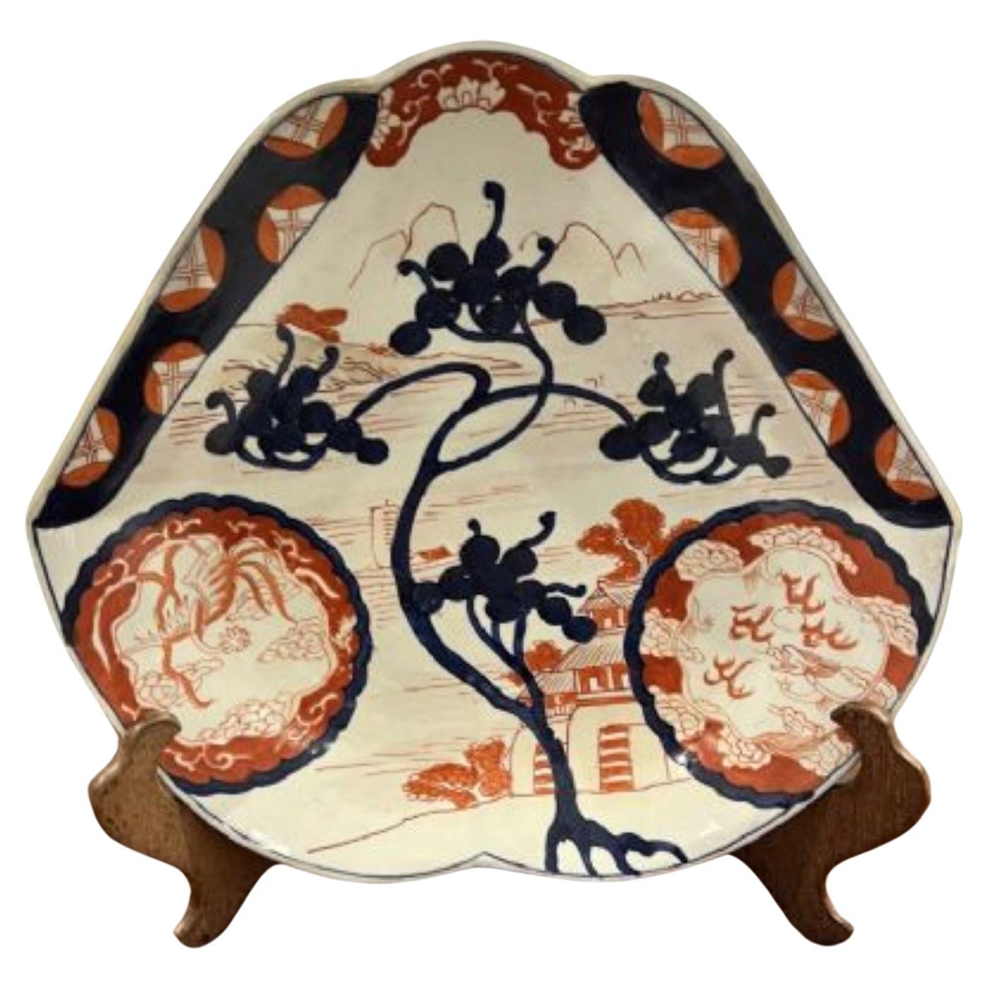 Unusual shaped antique Japanese Imari plate For Sale