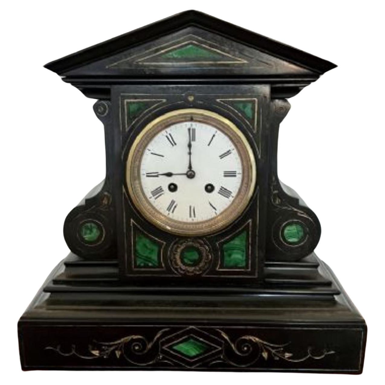 Unusual shaped antique Victorian quality marble eight day mantle clock  For Sale