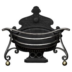 Unusual Shaped Art Nouveau Wrought Iron Firebasket