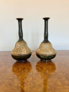 Unusual shaped pair of quality antique Doulton vases