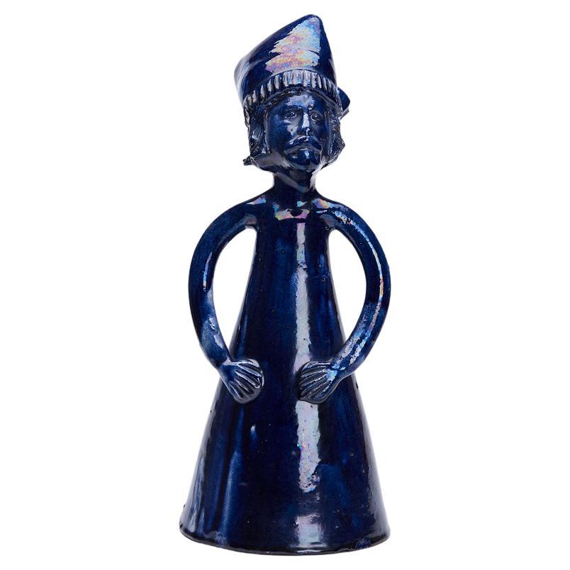 Inusual Aguamanil de Cerámica Esmaltada Figural Folkart Firmado en venta