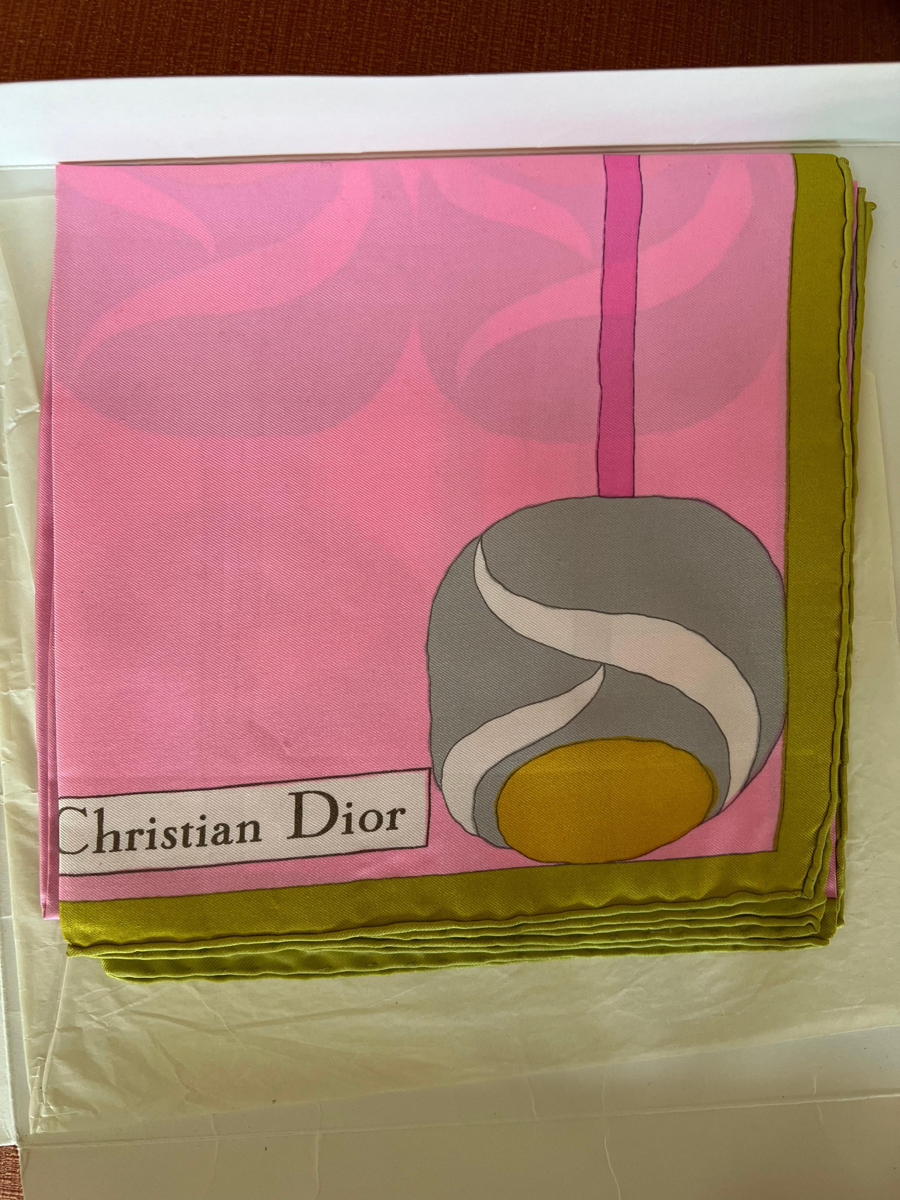 Unusual Silk Scarf By Christian Dior 1960's For Sale 4