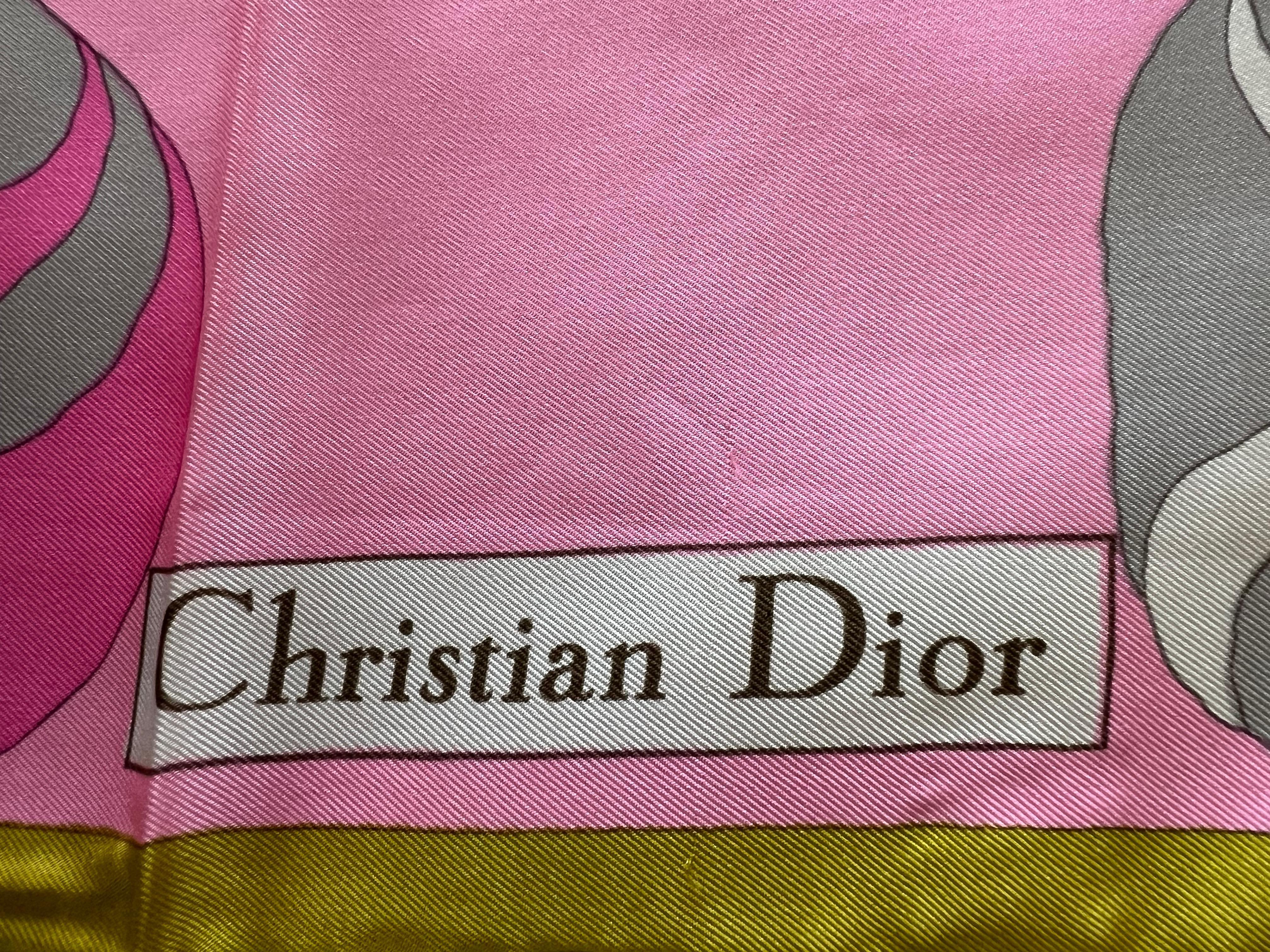 Unusual Silk Scarf By Christian Dior 1960's For Sale 1
