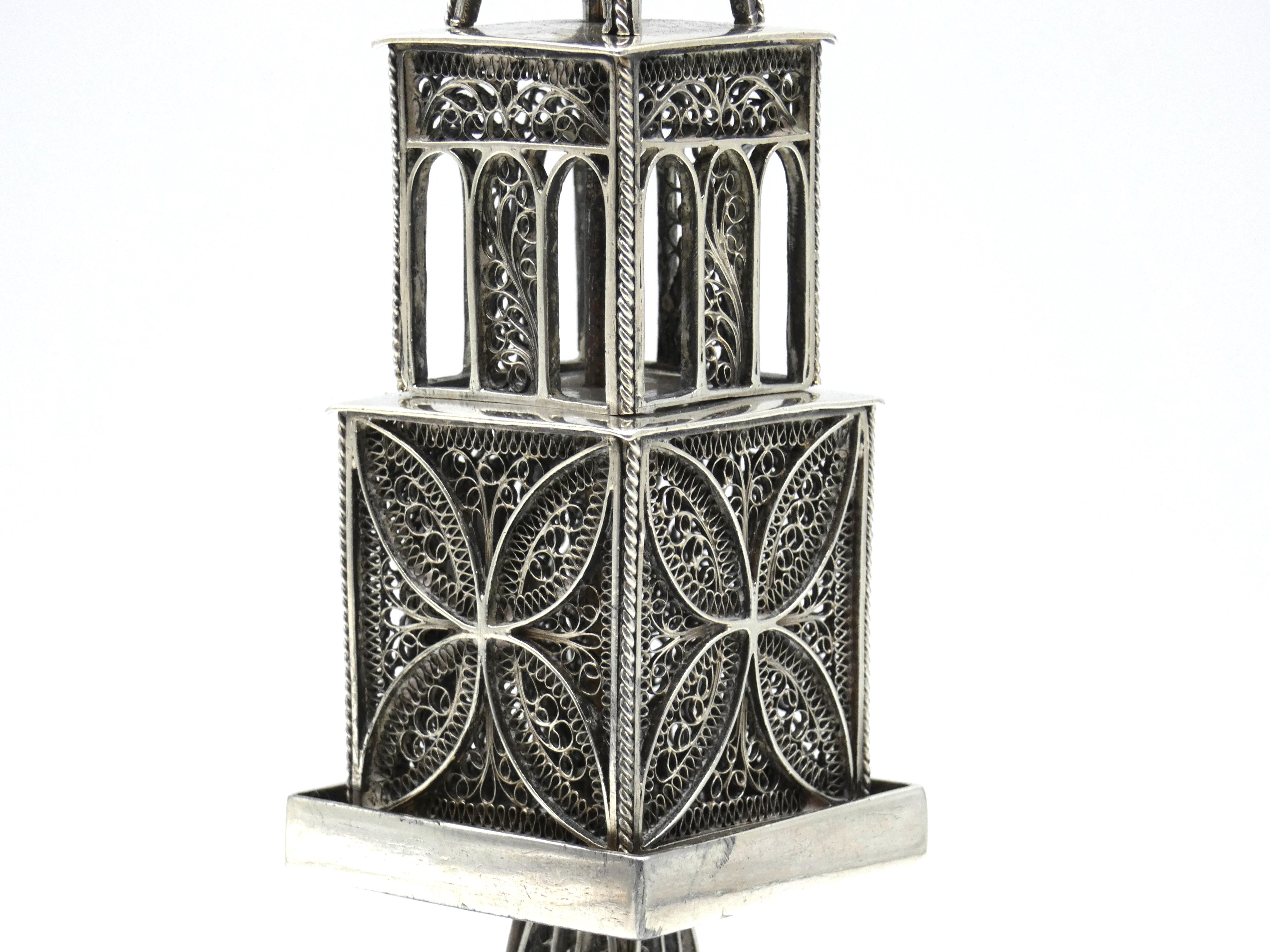 Unusual Silver Filigree Spice Tower , Austria circa 1880 For Sale 2