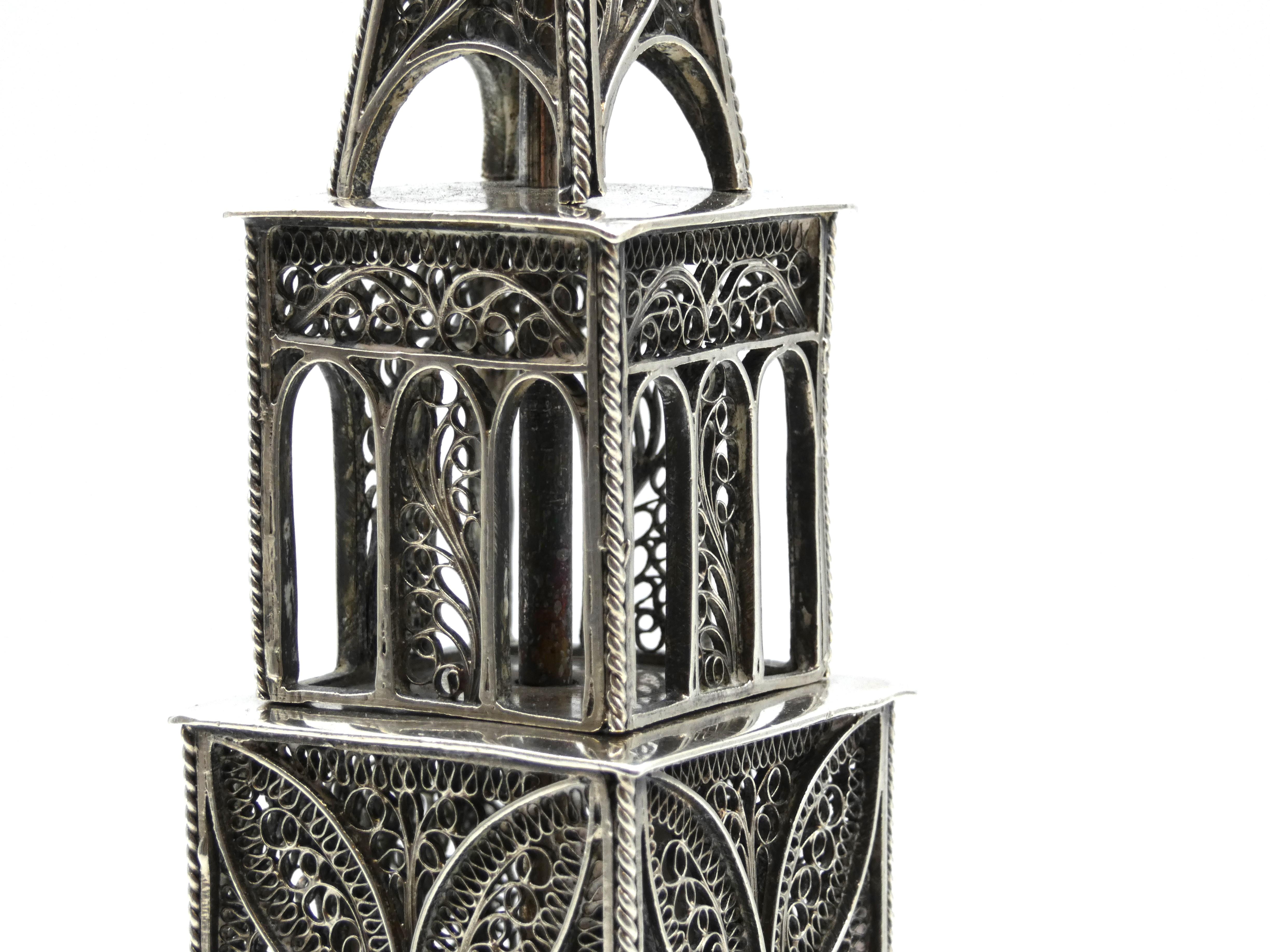 Unusual Silver Filigree Spice Tower , Austria circa 1880 For Sale 4
