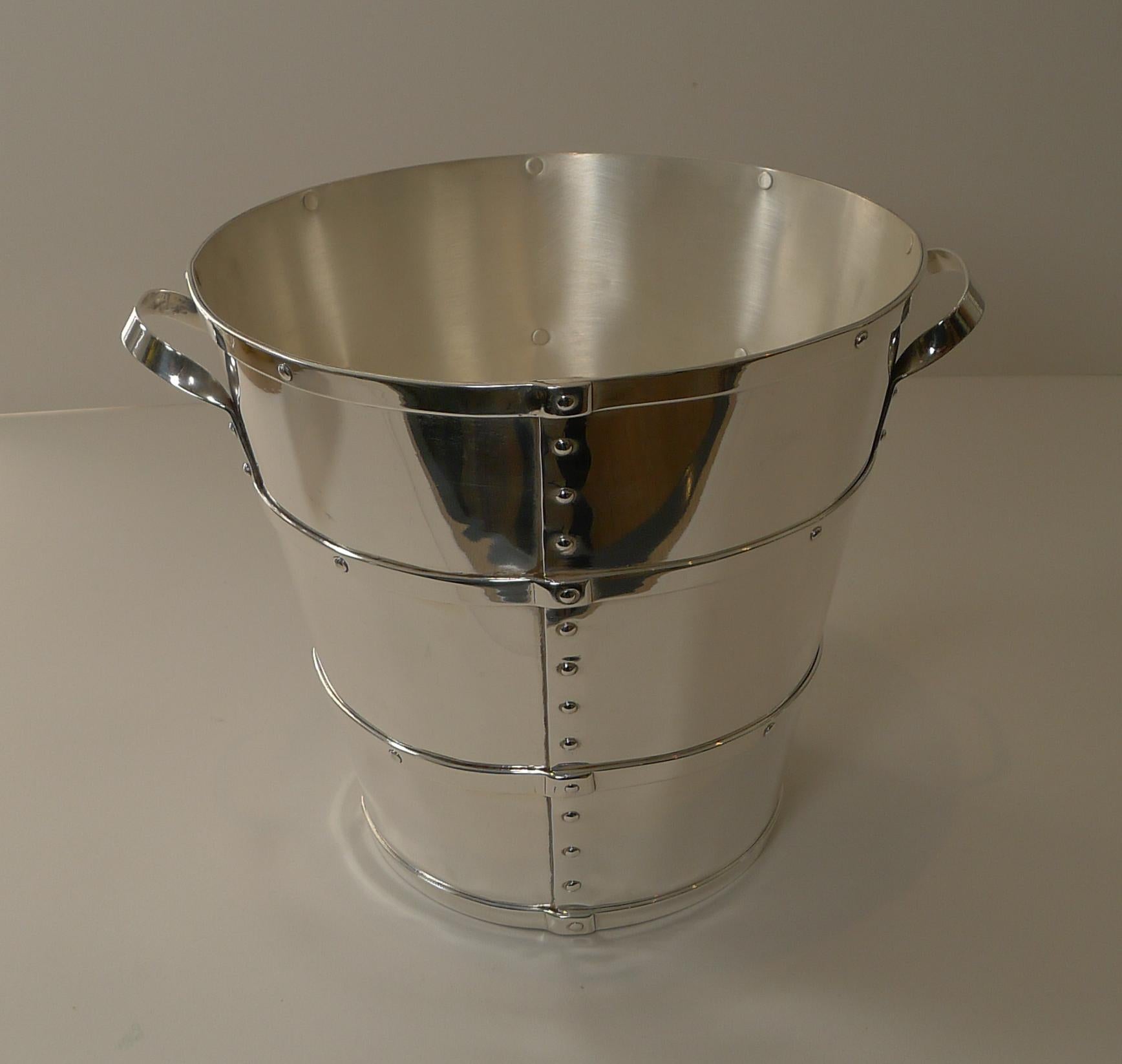 British Unusual Silver Plated Champagne Bucket / Wine Cooler c.1940