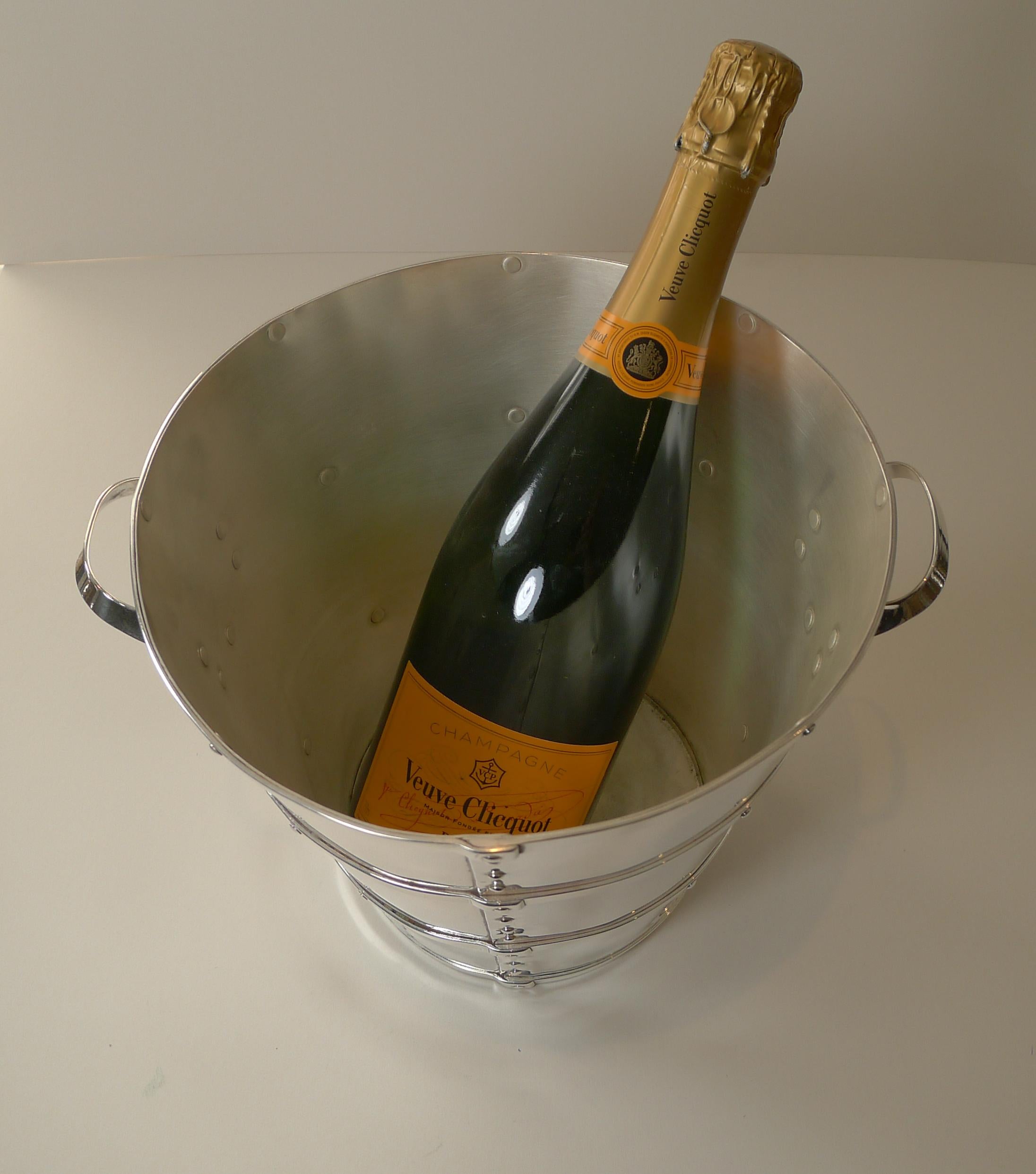 Unusual Silver Plated Champagne Bucket / Wine Cooler c.1940 In Good Condition In Bath, GB