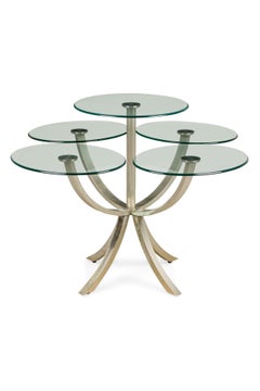 Unusual Silvered Metal and Glass Center / Display Table