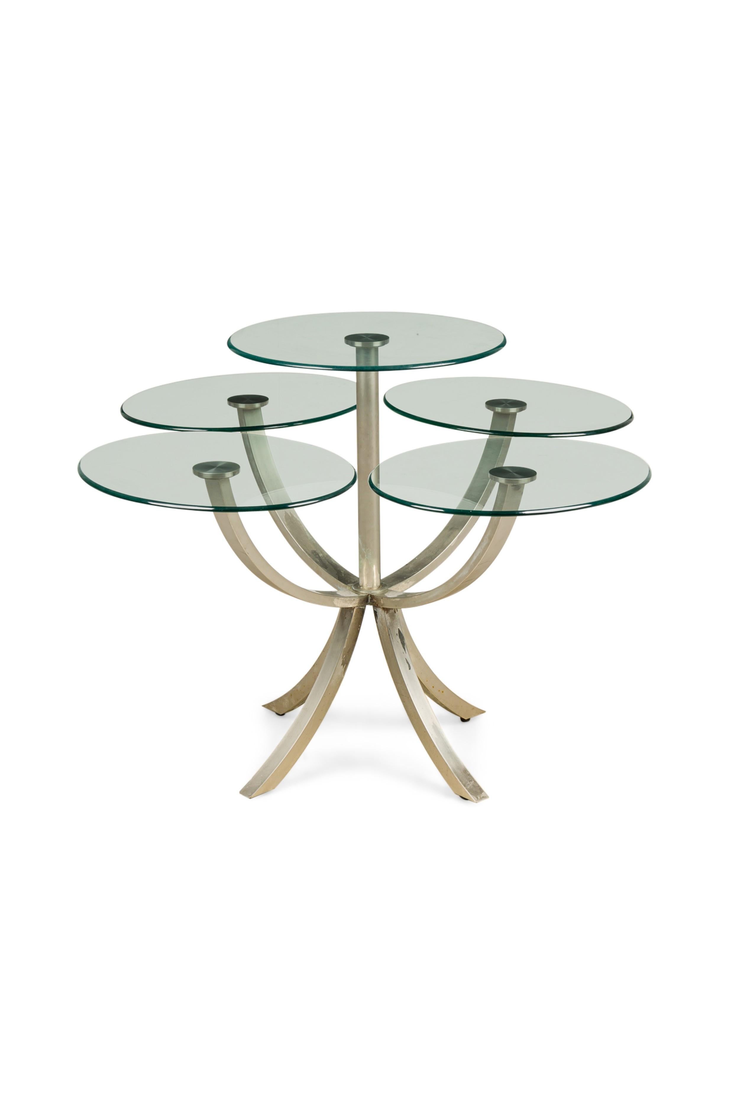 Mid-Century Modern Unusual Silvered Metal and Glass Center / Display Table For Sale