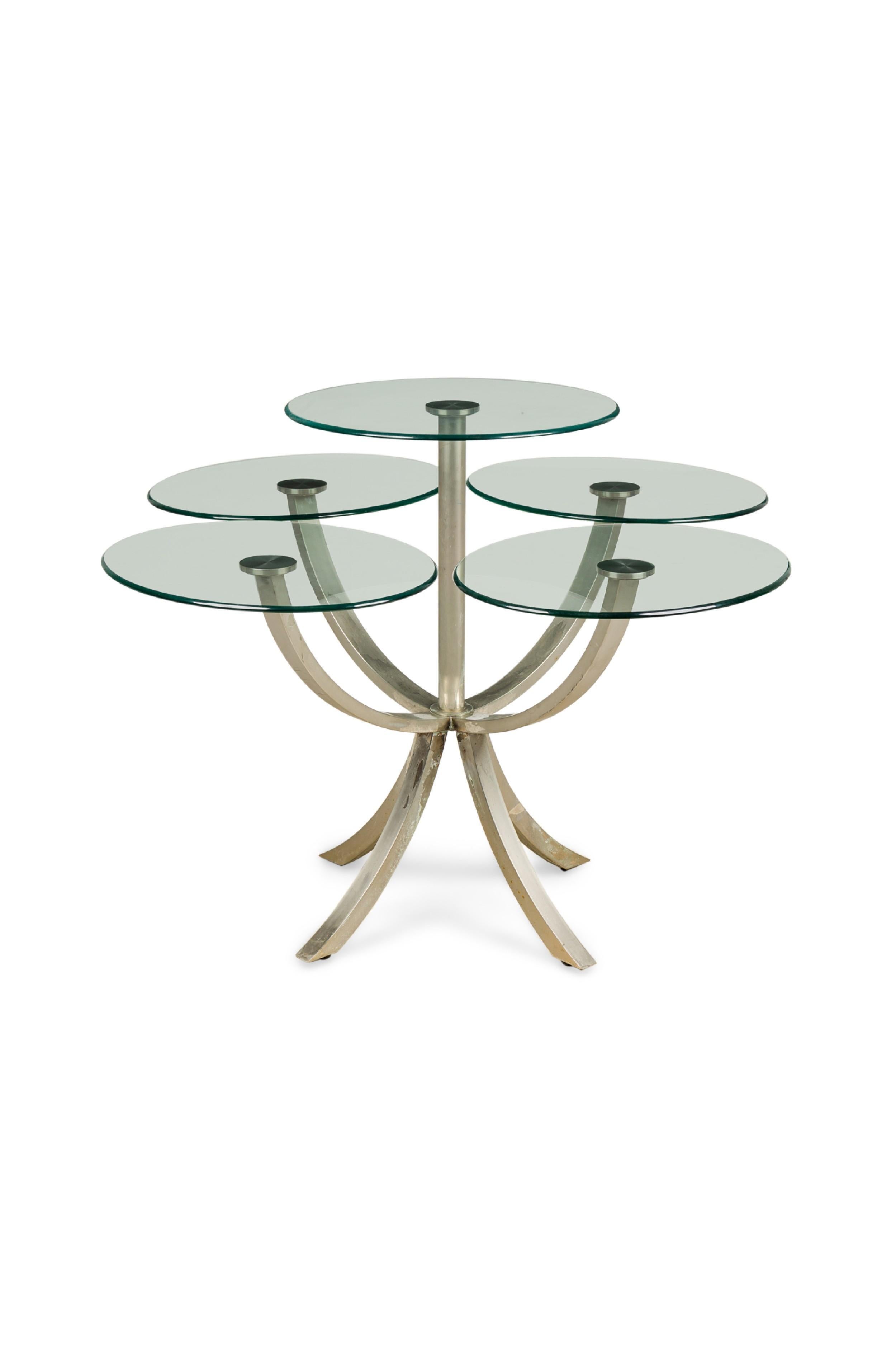 Hand-Crafted Unusual Silvered Metal and Glass Center / Display Table For Sale