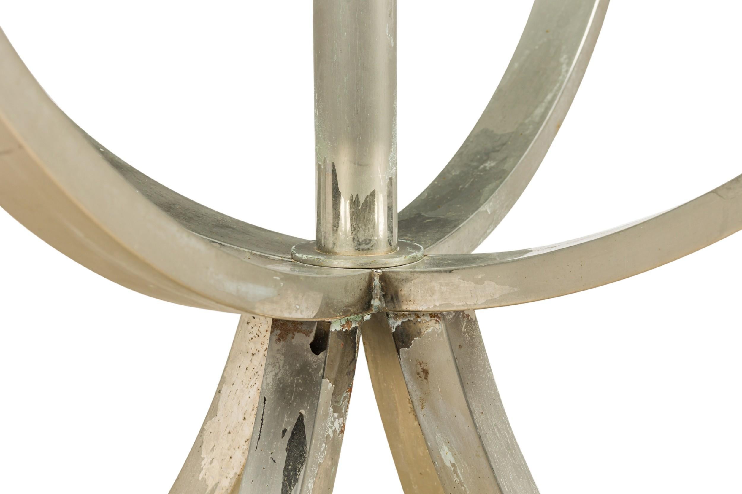Unusual Silvered Metal and Glass Center / Display Table For Sale 1