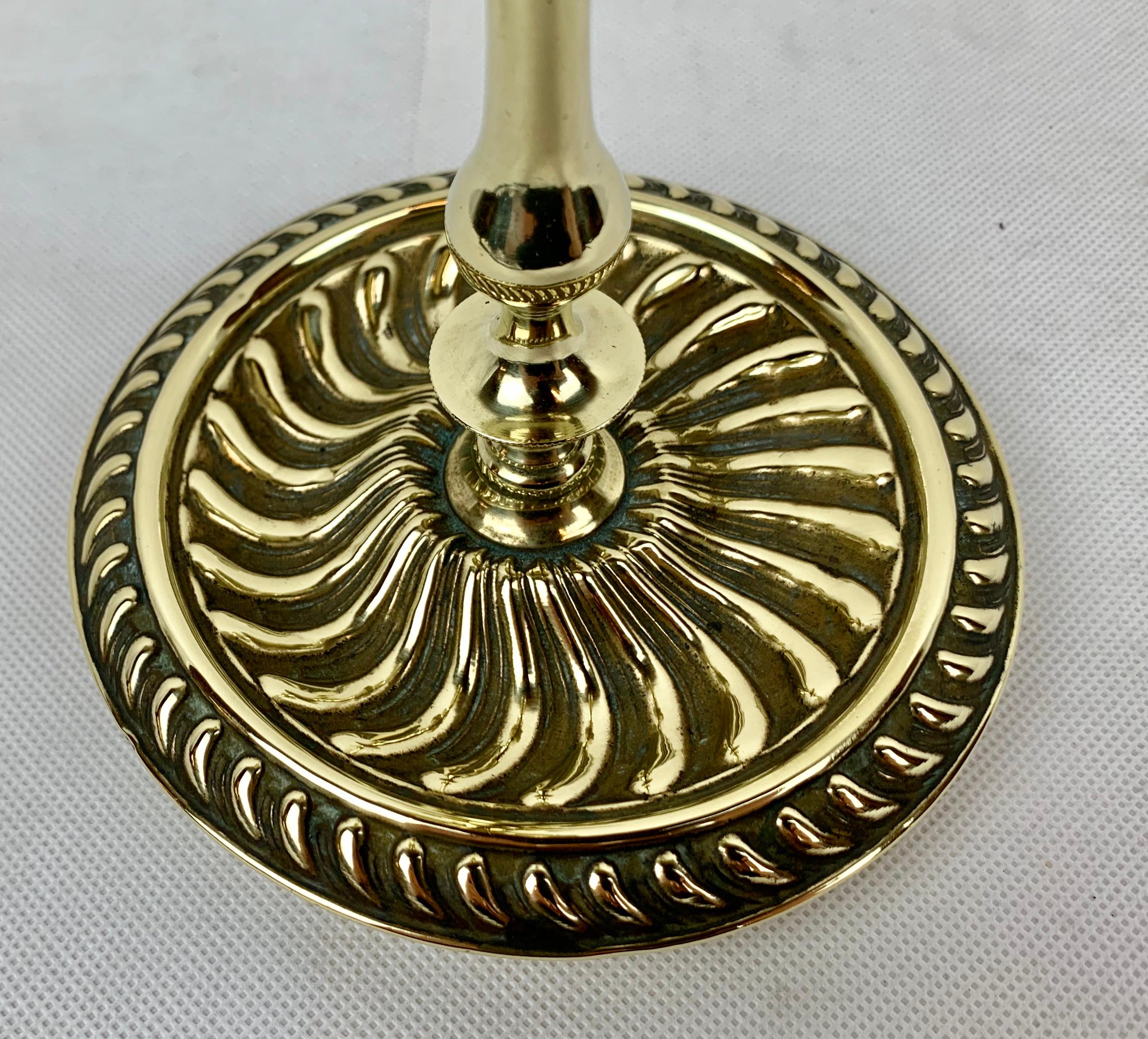French Brass Repoussé Single Candlestick with Steel Aperture  2
