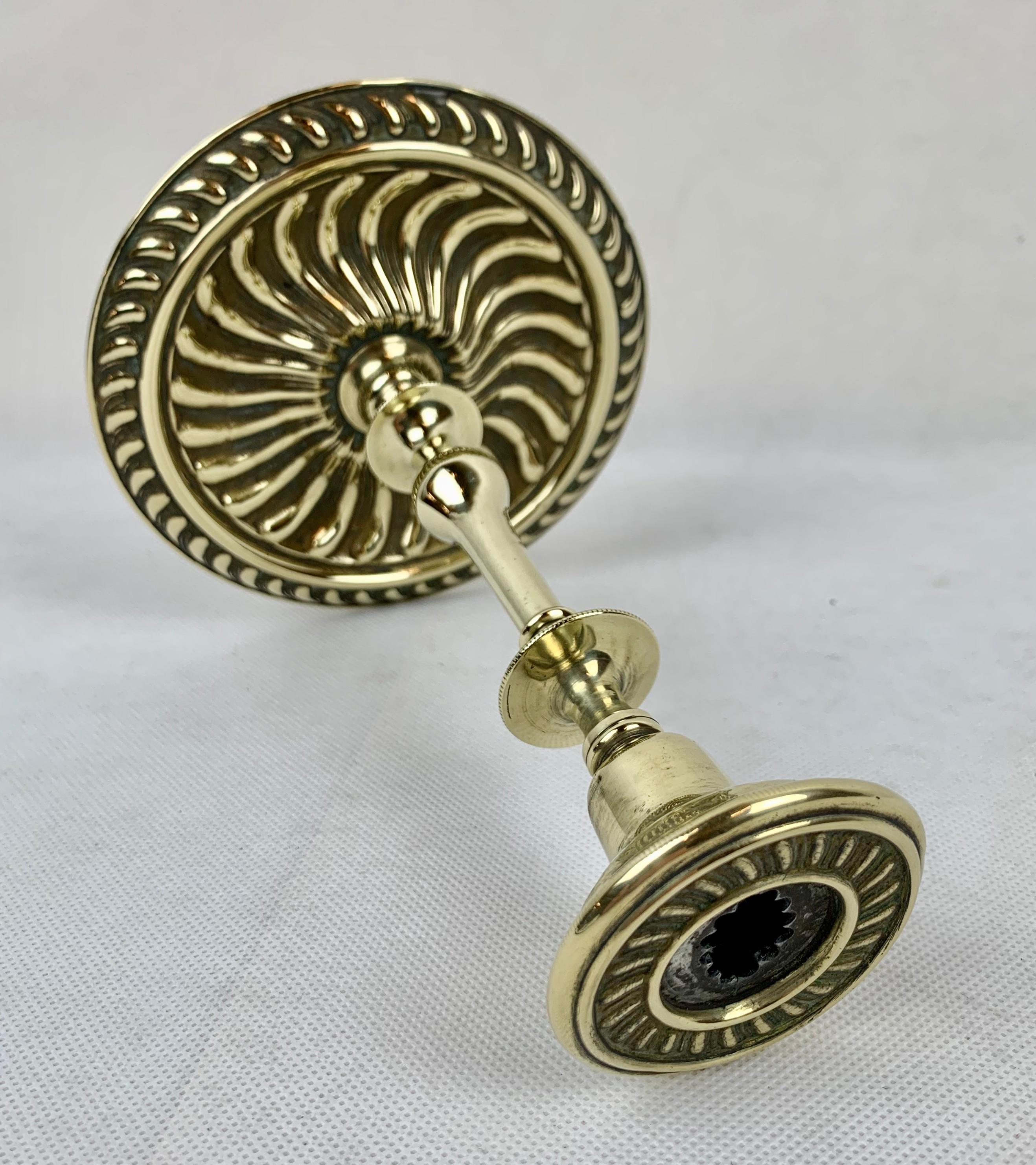 French Brass Repoussé Single Candlestick with Steel Aperture  4
