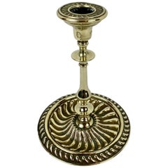 Single French Brass Repoussé Candlestick with Steel Aperture 