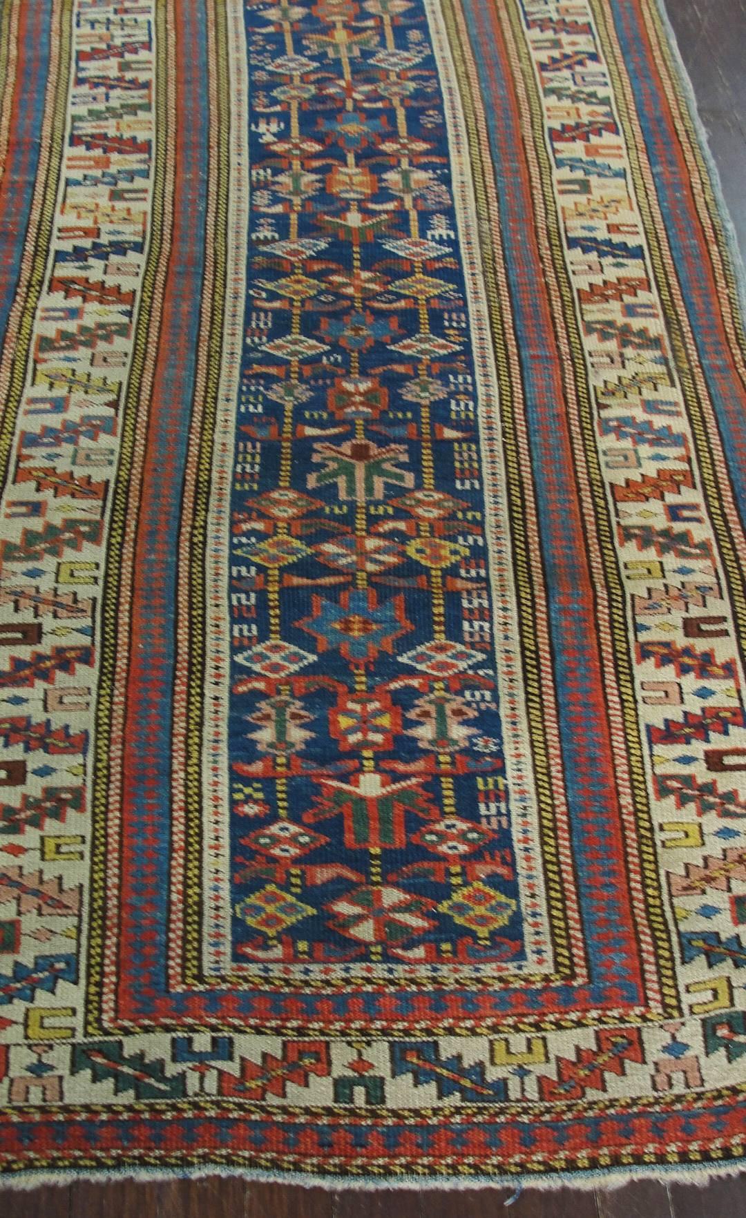 XIXe siècle Tapis de couloir caucasien ancien Shirvan, 2'7