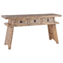 Unusual Slait Leg Server Vintage in Original Paint Patina