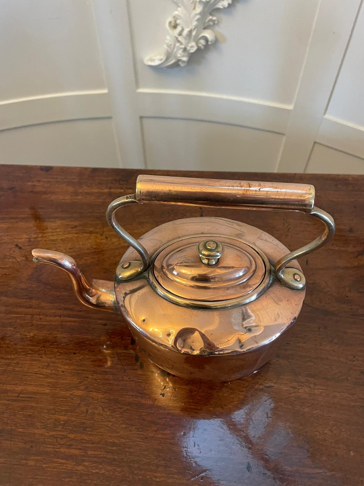 English Unusual Small Antique George III Quality Oval Shaped Copper Kettle  For Sale